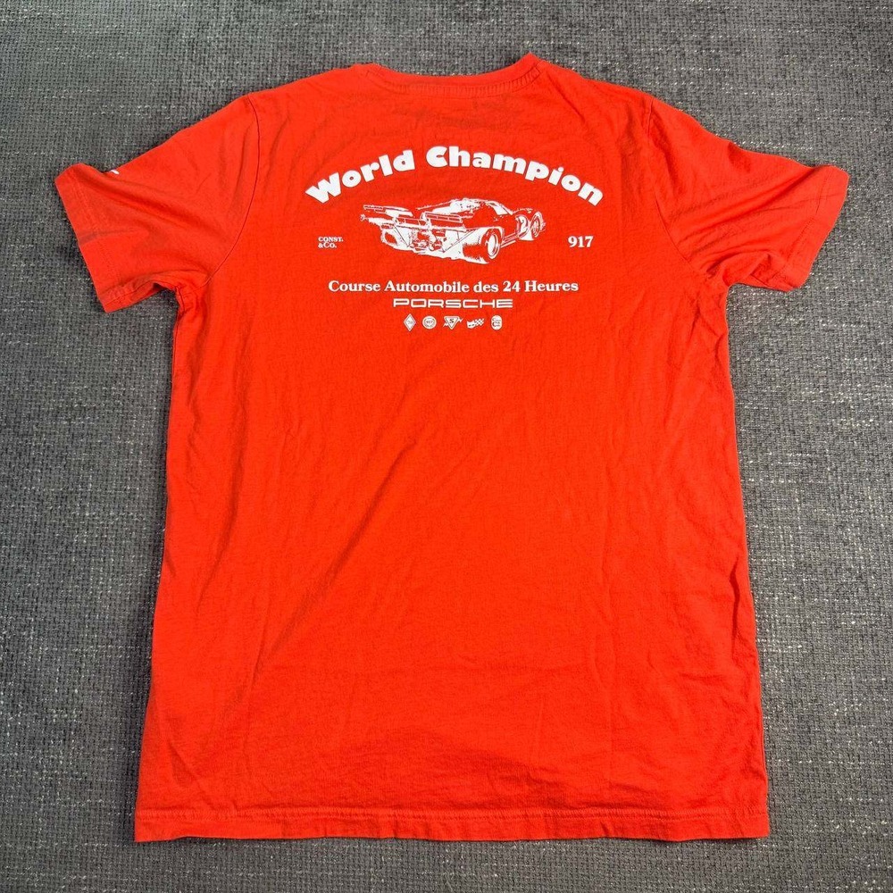 Puma Porsche 917 Graphic Tee Mens Medium Orange Racing Short Sleeve Shirt
